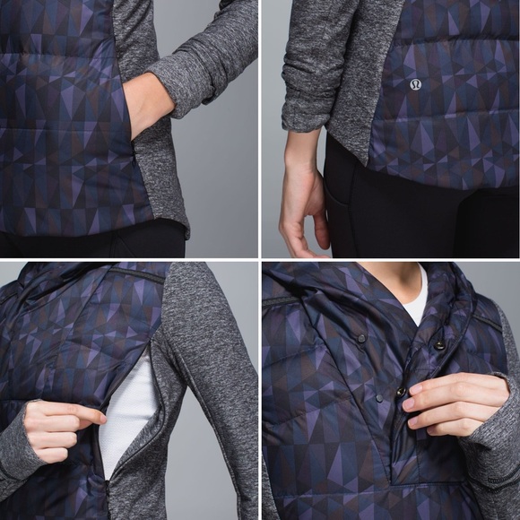 Lululemon Fluff Off Pullover Stained Glass Love Nightfall Black 6 Down Jacket - Picture 4 of 16